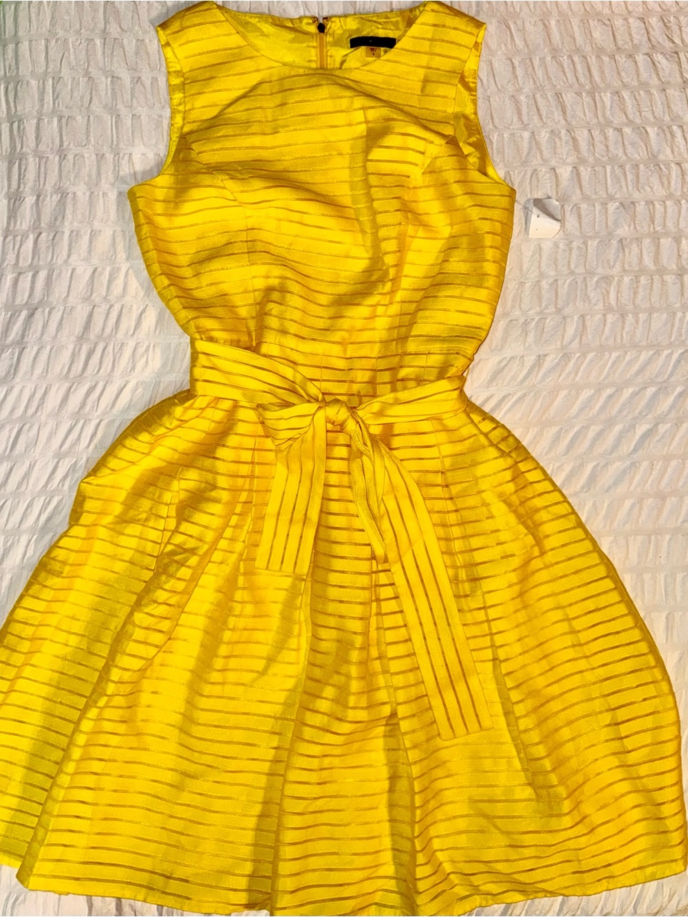 Tommy Hilfiger Yellow Textured Fit-and-Flare Dress